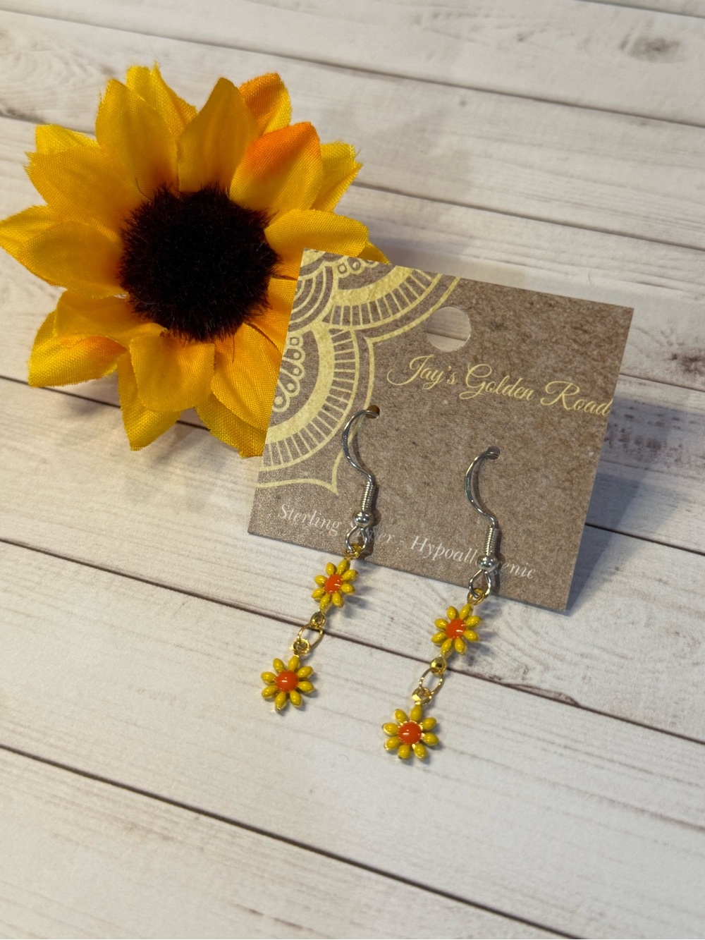 Yellow Flower Chain Earrings🌼